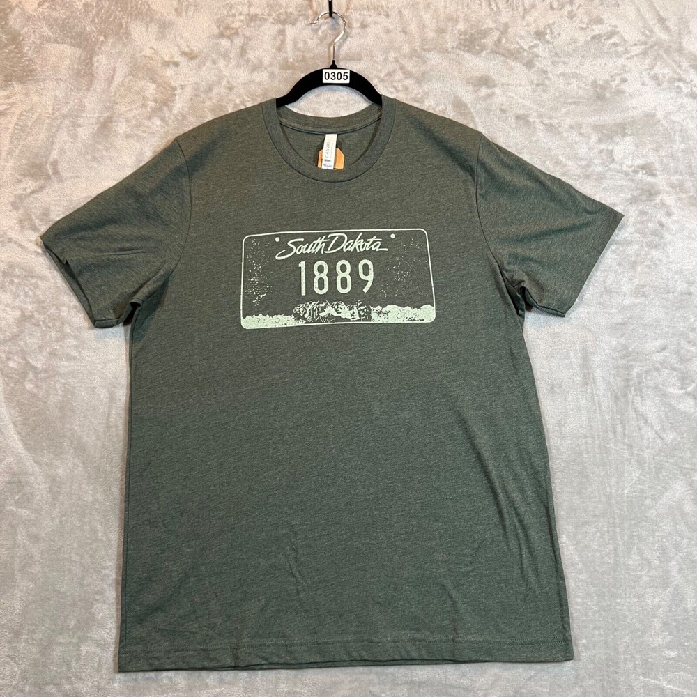 South Dakota License Plate‎ 1889 T-Shirt Mens Large Green Bella&Canvas